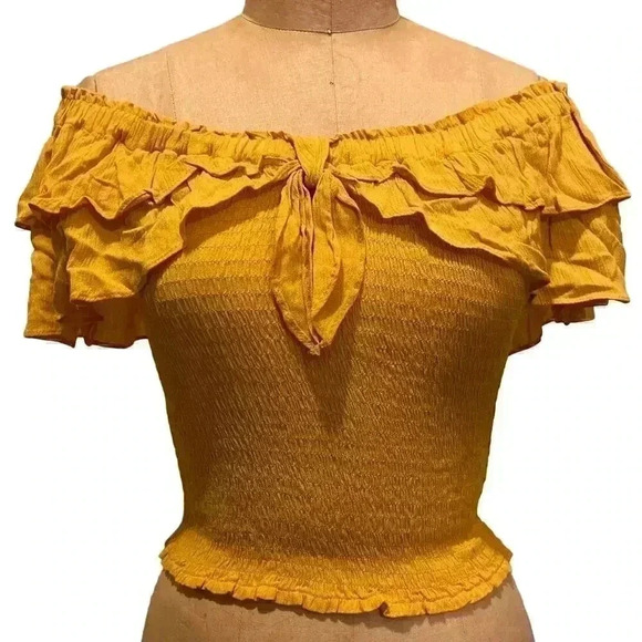 BB Dakota by Steve Madden Did I Flutter Off-the-Shoulder Top NWT Size XS - Picture 1 of 7